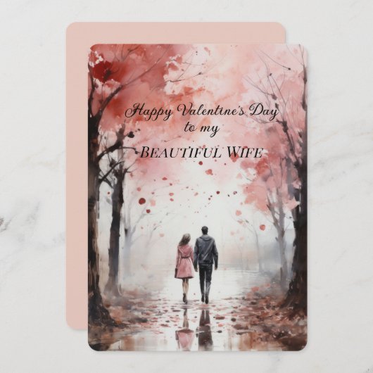 美しい妻へのバレンタインデーのメッセージ シーズンカード (正面/裏面)