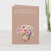 美しい妻ガーベラ花の茶色の誕生日 カード (裏面)