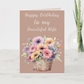 美しい妻ガーベラ花の茶色の誕生日 カード (正面)