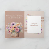 美しい妻ガーベラ花の茶色の誕生日 カード (内部)
