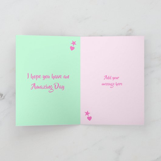 美しい妻ピンクと黒の誕生日写真 カード (内部)