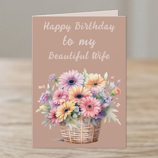 美しい妻 ガーベラの花 茶色 誕生日 カード