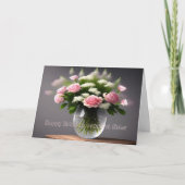 美しい姉への誕生日カード 花瓶のバラ サンキューカード (正面)