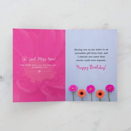 美しい姉妹の誕生日 カード (内部)