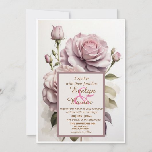 美しい始まりからロマンチックな恋の誘い 招待状 (正面)