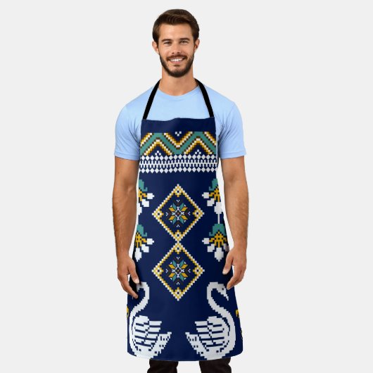 美しい姿部族ウクライナの幾何学民族 エプロン (着用した状態)