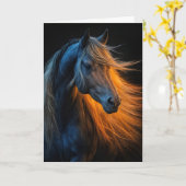 美しい威勢の良い馬のハッピーバースデー カード (黄色い花)
