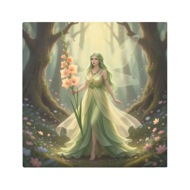 美しい威厳があるペリドットの妖精 メタルプリント (正面)