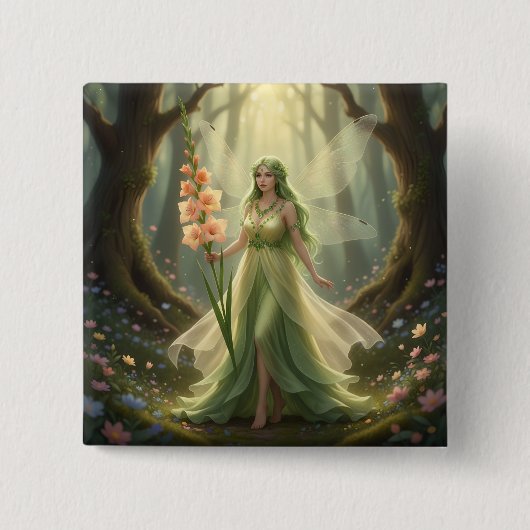 美しい威厳があるペリドットの妖精 缶バッジ (正面)