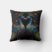 美しい威厳のある孔雀のカップル クッション (裏面)