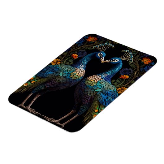 美しい威厳のある孔雀のカップル マグネット (左側)