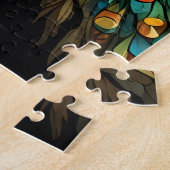 美しい威厳のある孔雀カップルのクッション ジグソーパズル (側面)