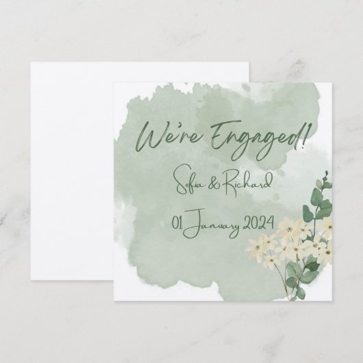美しい婚約告知カード (正面/裏面)