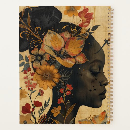 美しい婦人と花のイラストレーション プランナー手帳 (裏面)