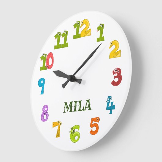美しい子供用の時計に名前を付けて ラージ壁時計 (傾斜)