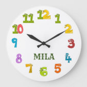 美しい子供用の時計に名前を付けて ラージ壁時計 (正面)