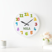 美しい子供用の時計に名前を付けて ラージ壁時計 (ホーム)