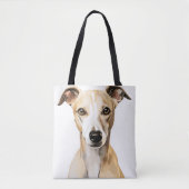 美しい子犬と白い鞭毛犬 トートバッグ (正面)