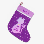 美しい子猫のシルエット ラージクリスマスストッキング (正面 (吊り時))