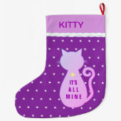 美しい子猫のシルエット ラージクリスマスストッキング (裏面)