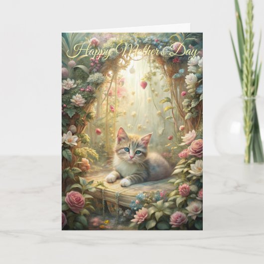 美しい子猫のバラガーデンマザーズデイ シーズンカード (正面)