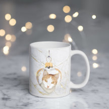 美しい子猫ハートオーナメント大理石コーヒーマグ