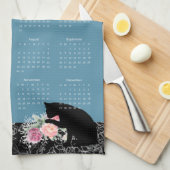 美しい子猫バラガーデン2020カレンダータオル キッチンタオル (四つ折り)