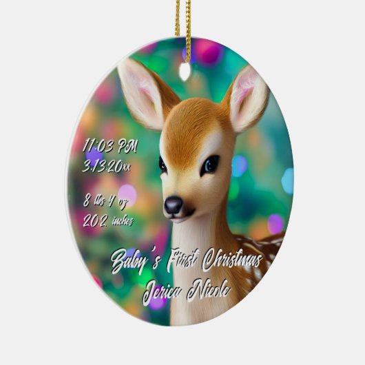 美しい子鹿の初めてのクリスマス セラミックオーナメント (右)