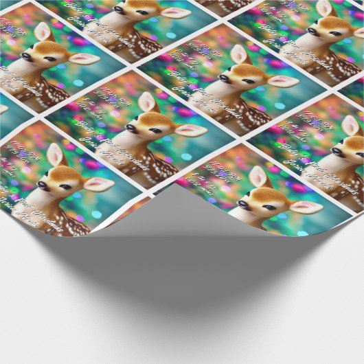 美しい子鹿の初めてのクリスマス ラッピングペーパー (角)