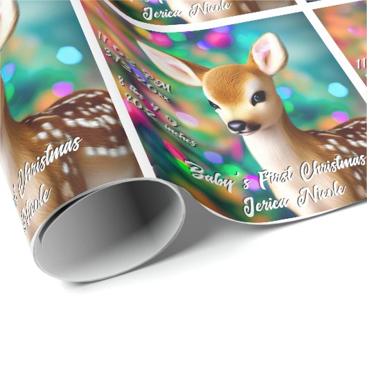 美しい子鹿の初めてのクリスマス ラッピングペーパー (ロールコーナー)