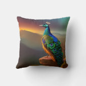 美しい孔雀が日を迎える クッション (裏面)