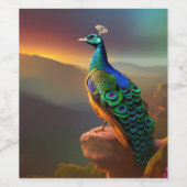 美しい孔雀が日を迎える ワインラベル (シングルラベル)