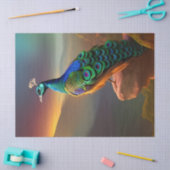 美しい孔雀が日を迎える 薄葉紙 (クラフト)