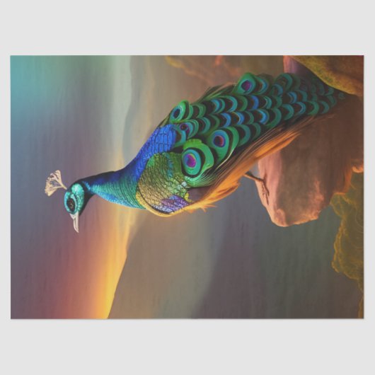 美しい孔雀が日を迎える 薄葉紙 (正面)