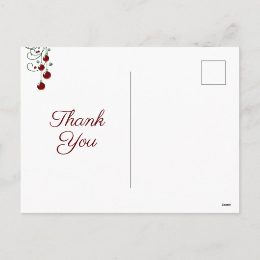 美しい孔雀とクリスマスツリーありがとう シーズンポストカード (裏面)