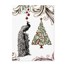 美しい孔雀とクリスマスツリー