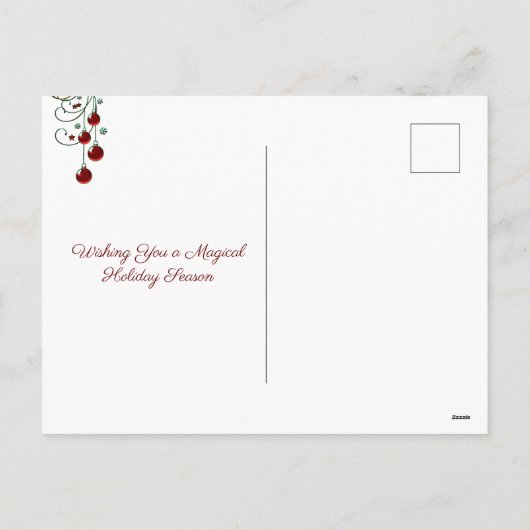 美しい孔雀とクリスマスツリー シーズンポストカード (裏面)