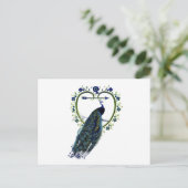 美しい孔雀と華麗なハートの花フレーム ポストカード (スタンド正面)