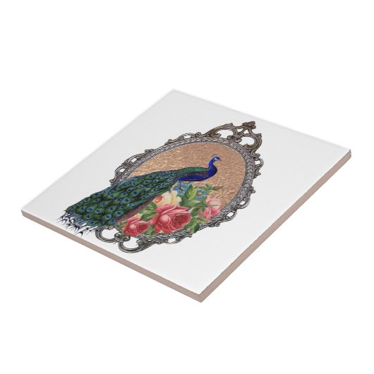 美しい孔雀のパーソナライズされた芸術 タイル (側面)
