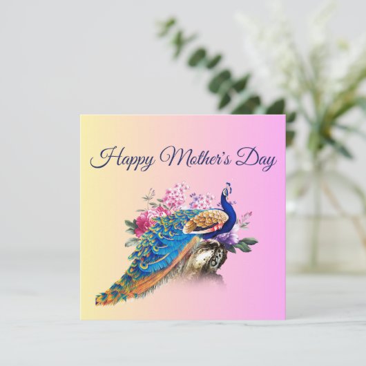美しい孔雀の母の日のカード カード (スタンド正面)