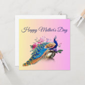 美しい孔雀の母の日のカード カード (正面/裏面インサイチュ)