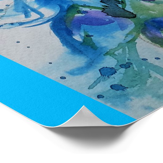 美しい孔雀の水の色絵画のアートポスター ポスター (角)