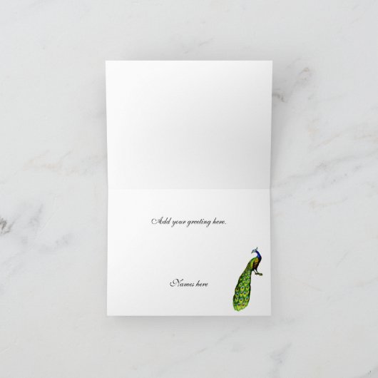 美しい孔雀の結婚式の写真のサンキューカード サンキューカード (内部)