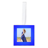 美しい孔雀の羽とカスタマイズ可能な写真 キューブオーナメント (正面)