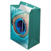 美しい孔雀の羽と名前 ミディアムペーパーバッグ (正面アングル)