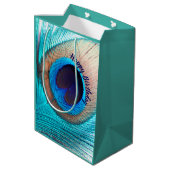 美しい孔雀の羽と名前 ミディアムペーパーバッグ (裏面アングル)