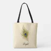 美しい孔雀の羽と書道 トートバッグ (裏面)
