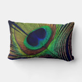 美しい孔雀の羽のオリジナルフォトアート ランバークッション (裏面)