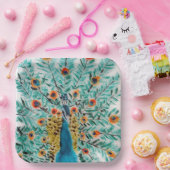 美しい孔雀の羽の孔雀 ペーパープレート (パーティー)