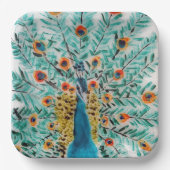 美しい孔雀の羽の孔雀 ペーパープレート (正面)